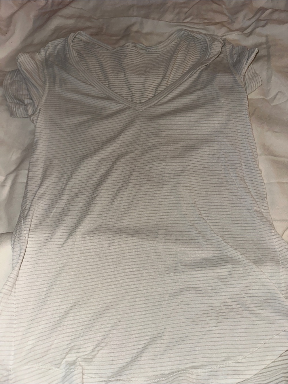 lululemon athletica Thin-Striped V-Neck Short Sleeve Top - White